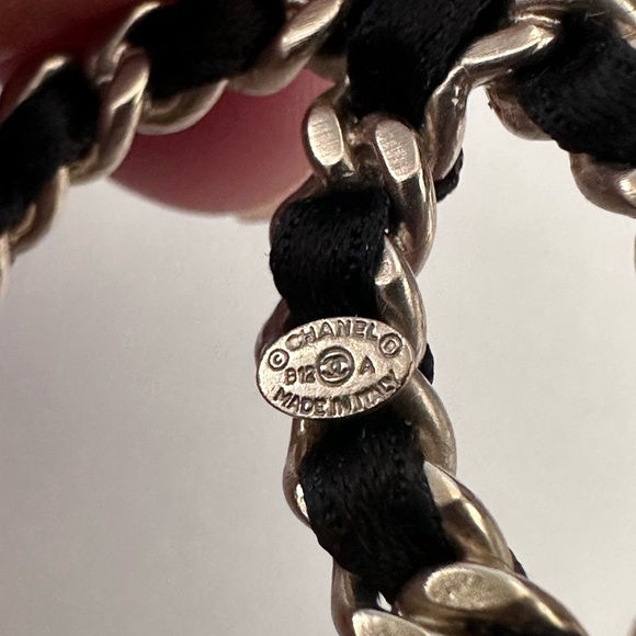 Chanel CC Chain Dangle Earrings Gold and Satin - Picture 13 of 16